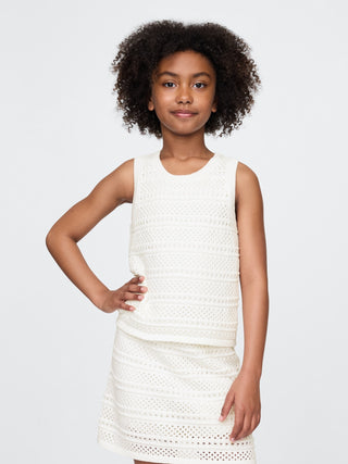 Camiseta Cuello Redondo de Crochet, Niña