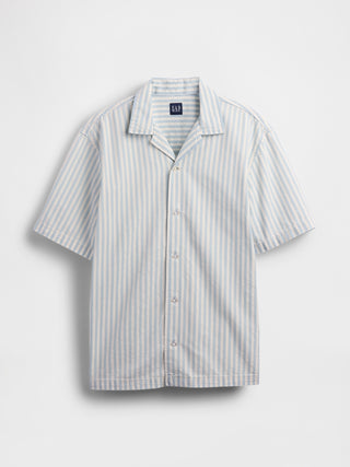 Camisa Denim Manga Corta de Rayas