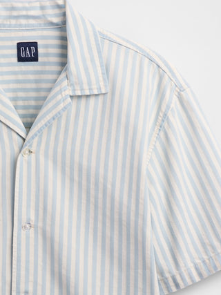Camisa Denim Manga Corta de Rayas