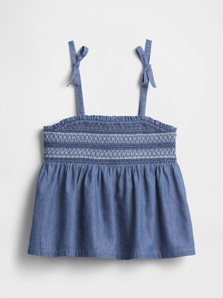 Top peplum fruncido para niños.