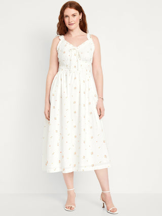 Vestido Midi sin Mangas con Estampado Floral