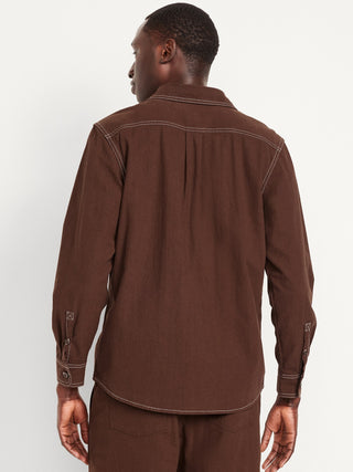 Camisa Manga Larga con Bolsillo de Algodón