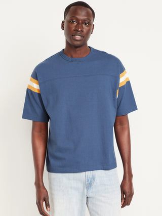 Camiseta Manga Corta con Rayas en Contraste