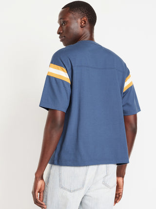 Camiseta Manga Corta con Rayas en Contraste