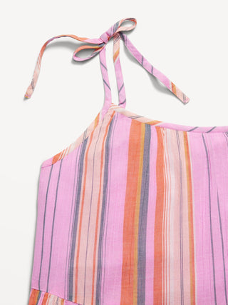 Vestido de gasa sin mangas estampada para niñas.