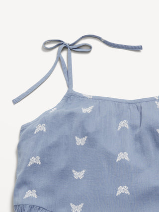 Vestido de gasa sin mangas estampada para niñas.
