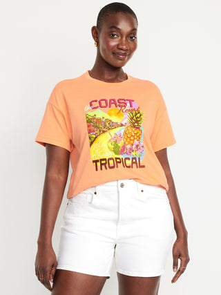 Camiseta Manga Corta con Gráfico de Algodón