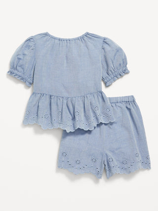 Set de 2 Piezas Blusa y Short con Detalle Lazos, Bebé