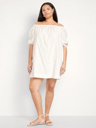 Vestido con Hombros Descubiertos de Algodón