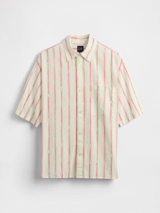 Camisa Manga Corta con Bolsillo de Lino