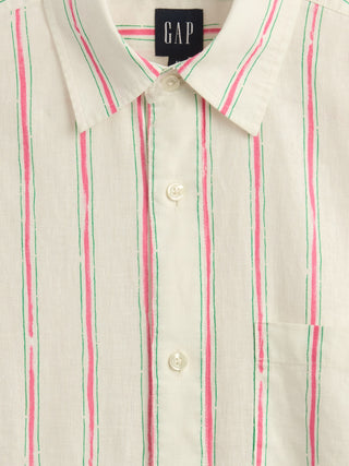 Camisa Manga Corta con Bolsillo de Lino