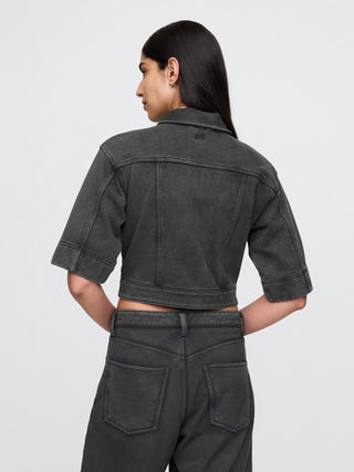 Chaqueta Denim Manga Corta con Bolsillos