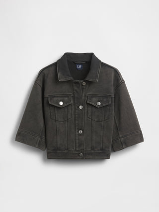 Chaqueta Denim Manga Corta con Bolsillos