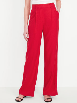 Pantalón Ancho con Cintura Elástica de Lino