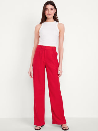 Pantalón Ancho con Cintura Elástica de Lino