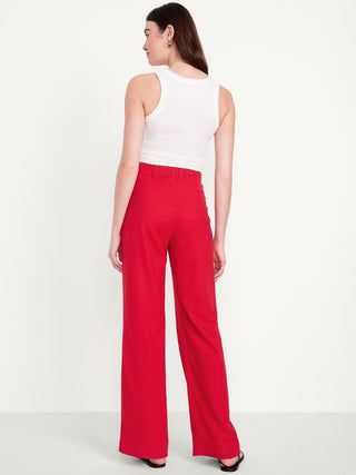 Pantalón Ancho con Cintura Elástica de Lino