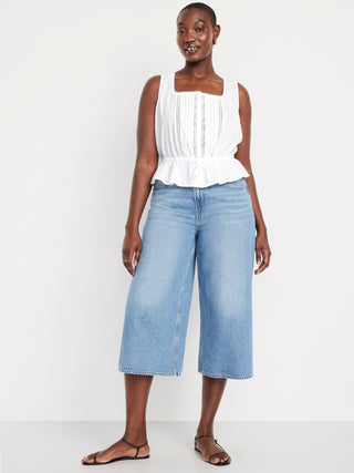 Jeans Crop Talle Alto con Bolsillos