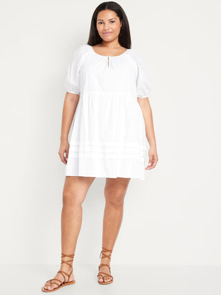 Vestido Manga Corta con Detalle Plisado