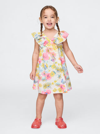 Vestido Mangas con Volantes de Algodón, Bebé