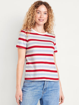 Camiseta Cuello Redondo con Estampado de Rayas