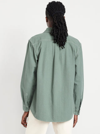 Camisa Manga Larga con Bolsillo de Algodón