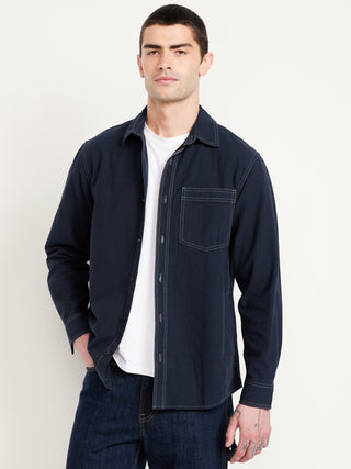 Camisa Manga Larga con Bolsillo de Algodón