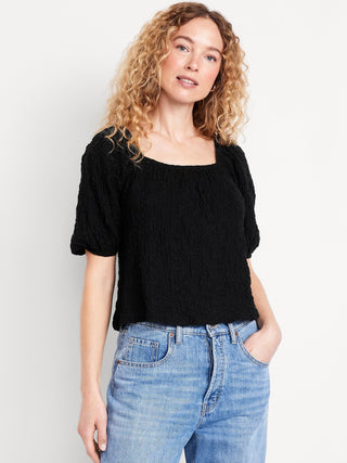 Blusa Manga Corta Detalle de Encaje