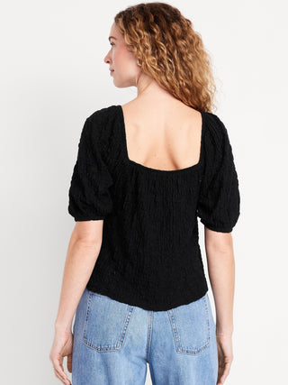 Blusa Manga Corta Detalle de Encaje