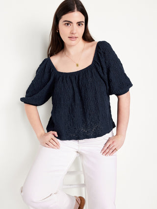 Blusa Manga Corta Detalle de Encaje