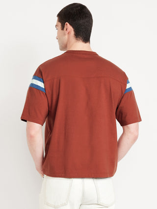 Camiseta Manga Corta con Rayas en Contraste