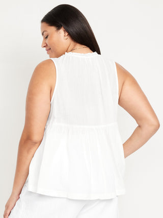 Blusa sin Mangas Tejido Arrugado con Lazos