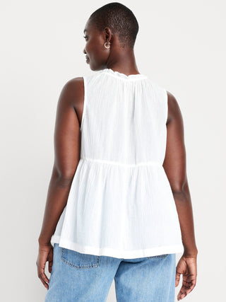 Blusa sin Mangas Tejido Arrugado con Lazos