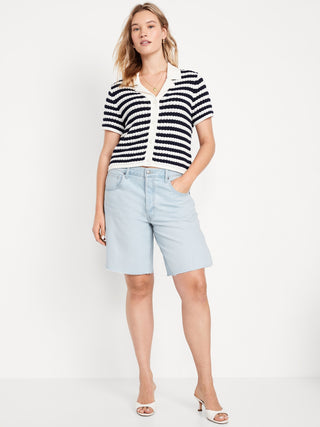 Bermuda Denim Talle Medio con Bolsillos