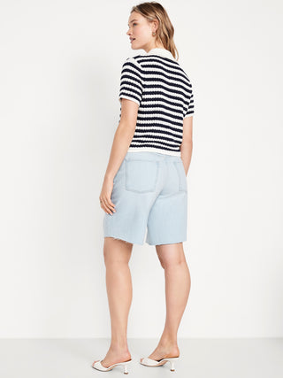 Bermuda Denim Talle Medio con Bolsillos