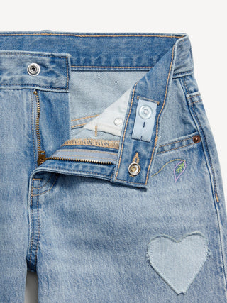 Jeans Ancho con Bordado de Corazones, Niña