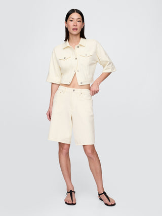 Bermuda Denim Talle Medio con Bolsillos