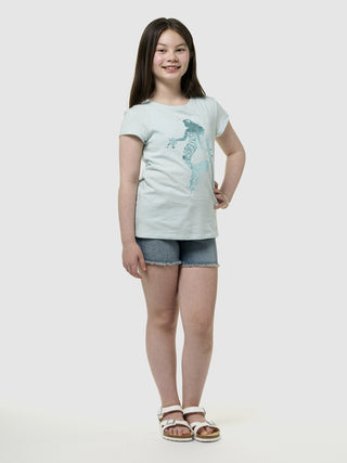 Short Denim Talle Alto con Bolsillos, Niña