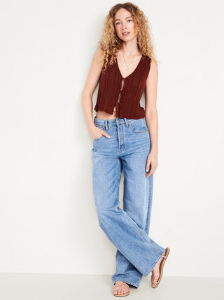 Blusa de Crochet con Detalle Lazos