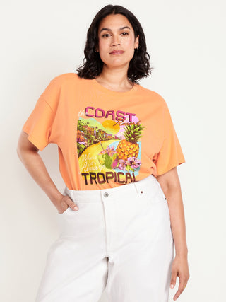 Camiseta Manga Corta con Gráfico de Algodón