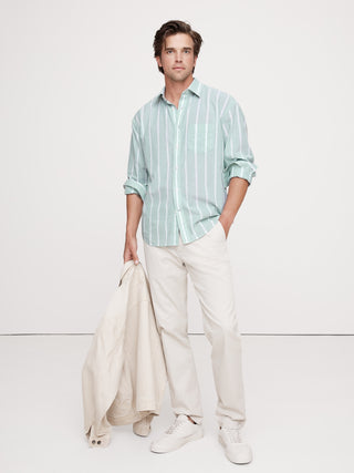 Camisa Manga Larga con Bolsillo de Algodón