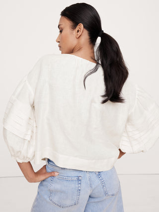 Blusa Oversize Manga Larga de Lino