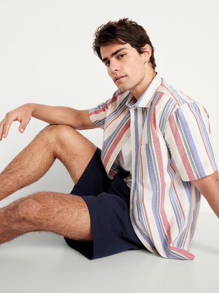 Camisa Manga Corta con Estampado de Rayas