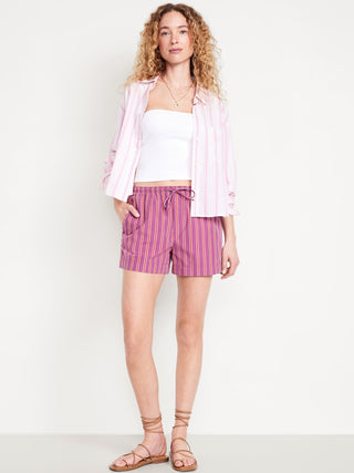 Short Talle Alto con Cintura Elástica de Rayas