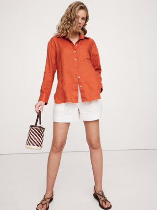 Camisa Oversize Manga Larga de Lino