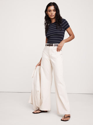 Camiseta Manga Corta con Tejido Canalé