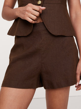 Short Talle Alto con Cintura Elástica de Lino