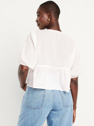 Blusa Manga Corta con Detalle Bordado