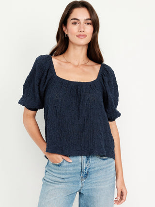 Blusa Manga Corta Detalle de Encaje