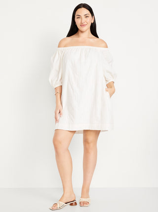 Vestido con Hombros Descubiertos de Algodón