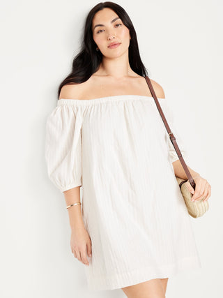 Vestido con Hombros Descubiertos de Algodón